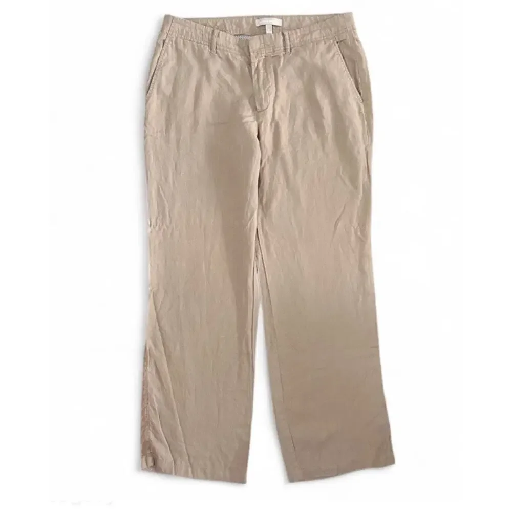 Banana Republic Women’s 100% Linen Tan Wide Leg Trouser Pants Size 8